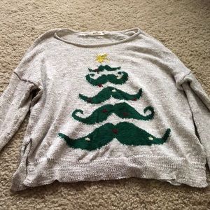 Mustache Christmas tree sweater